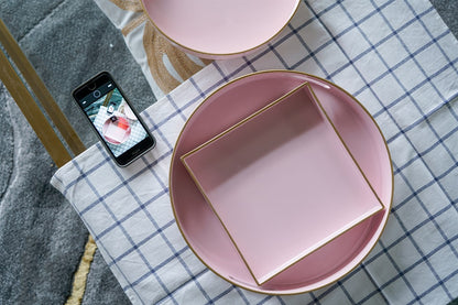 Pink Square Decorative Tray