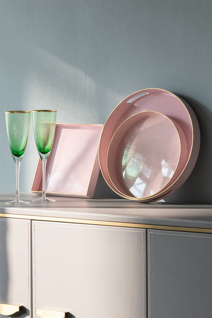 Pink Square Decorative Tray