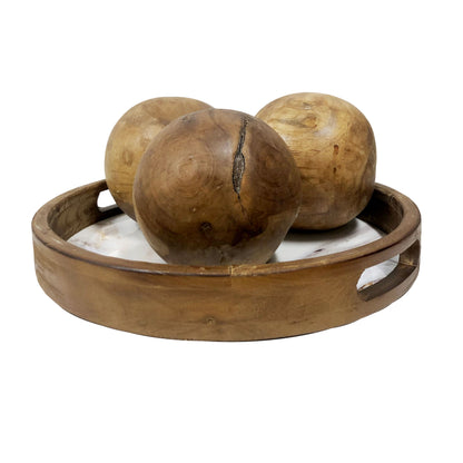 Set of 3 Teak Balls