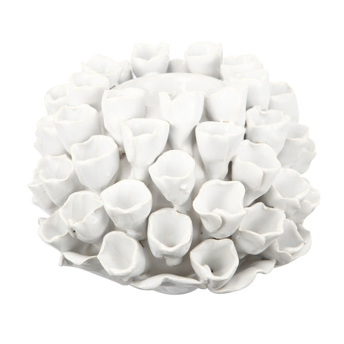 Open Coral Candle Holder- White