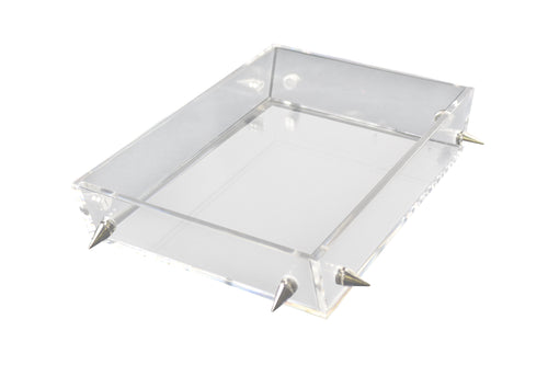 Lucite Small Silver Stud Tray